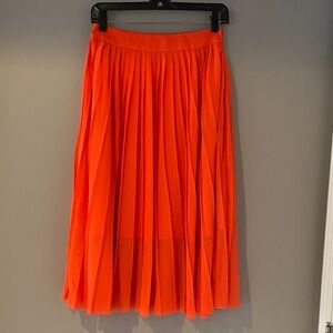 Pleated Midi Skirt in Bright Orange